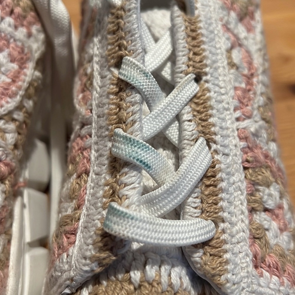 FREE PEOPLE Catch Me If You Can Crochet Sneakers Pink Blush NWOT JB - Picture 8 of 13